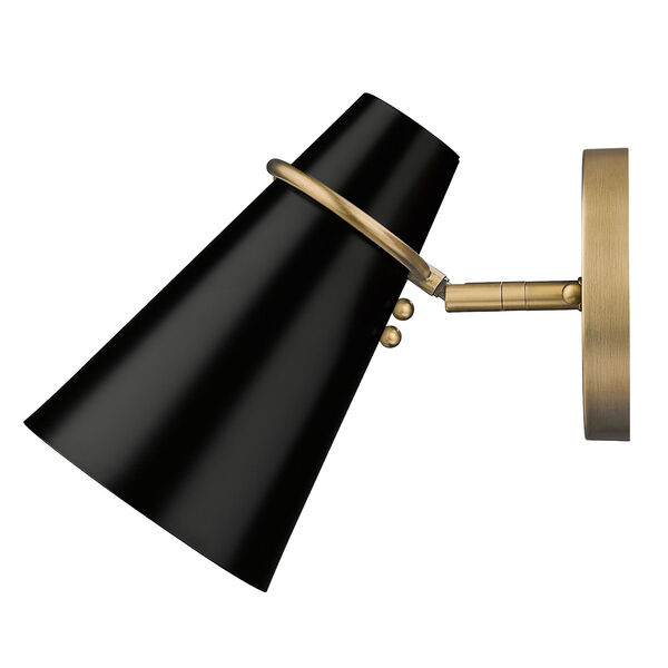 Reeva Black and Modern Brass One-Light Wall Sconce, image 1
